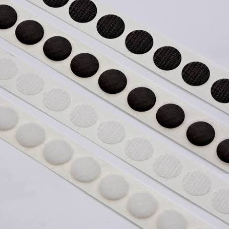 Adhesive hook and loop dots